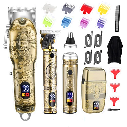 Soonsell Hair Clippers for Man,T-Blade Trimmer,Nose Hair Trimmer,Hair Shaver Set,Clippers for Men Professional,Clippers for Hair Cutting,Electric Razor for Men, LCD Display(Bronze）