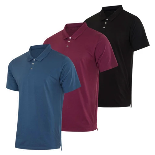 Real Essentials 3 Pack: Men's Jersey Cotton Short Sleeve Polo Shirt - Breathable Performance Polo (Available in Big & Tall)