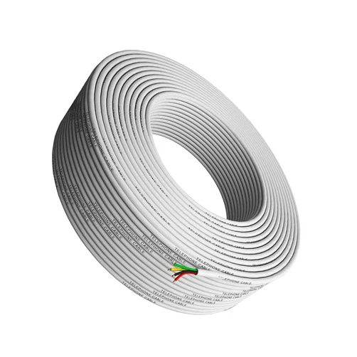 Tupavco Phone Cable 300ft Rounded White Roll (100m Long) 4x1/0.4 26 AWG Gauge Solid Wire -Round Telephone Cord Line Extension Bulk Rool Reel -Compatible with RJ11 4P4C Crimp End Connector Jack TP801