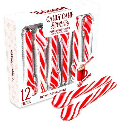 Taboom Peppermint Spoons – Pack of 12 Stunning Candy Cane Spoons – Perfect Christmas Candy – Delicious and Colorful Peppermint Candy – Ideal for Hot Chocolate on Christmas Eve