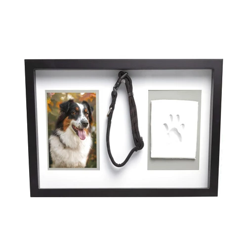 Pearhead Pawprints Collar Frame, Pet Keepsake Photo Frame, Clay Pawprint and Collar Frame, Pet Memorial Picture Frame