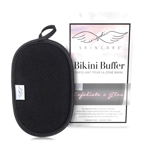 Seraphic Skincare Bikini Buffer – 100% Vegan Viscose Scrub Mitt For Women – Gently Exfoliates Dead Skin – Ingrown Hair & Razor Bumps Treatment on Bikini Area – Natural & Effective Exfoliation