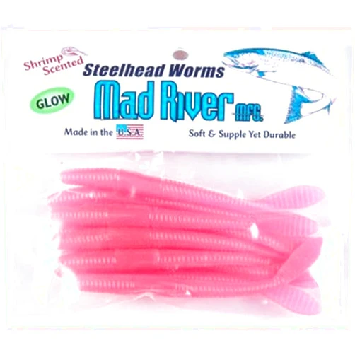 Mad River 6 inch Steelhead Worms (Glow Pink)