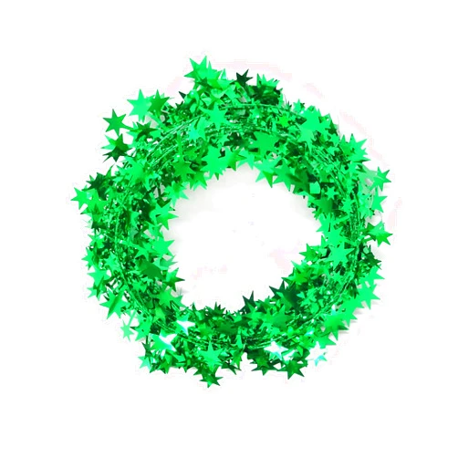 Honbay 2 Rolls of Sparkly Star Tinsel Garlands with Wire for Christmas Tree, Home, Wedding, Birthday, Party, Festive Ornament (Green)
