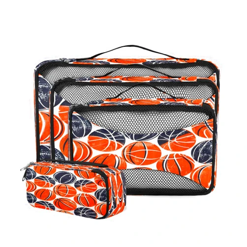 Hsorgin Basketball Painting Theme Packing Cubes Travel Accessories Luggage Mesh Organizer Bag Travel Essentials for Travel Carry on Suitcases