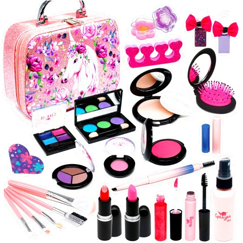 Senrokes Kids Makeup Kit for Girls - Little Girls Makeup Kit Toy, Princess Beauty Play Makeup Set for Girls / Toddlers, Safe & Non Toxic Makeup for 4 5 6 7 8 9 10 Year Old Girl Christmas Birthday Gifts.