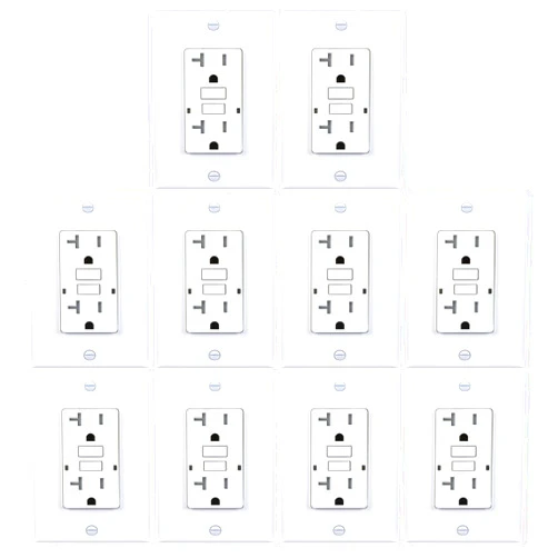 3GRACE 20 Amp GFCI Outlet, Tamper-Resistant GFI Receptacle with LED Indicator, Self-Test Ground Fault Circuit Interrupter, Decorator Wall Plates and Screws Included, UL Listed, White (10 Pack)