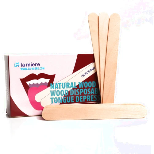 LA MIERE 100P Wood Tongue Depressors Non-Sterile, Large Applicator Sticks, 6