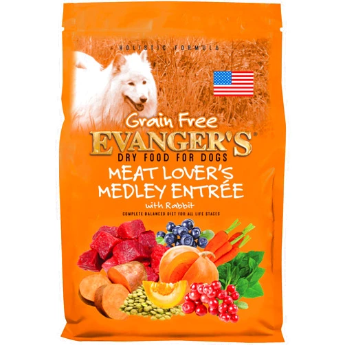 Evanger's Grain-Free Meat Lover's Medley with Rabbit Dry Dog Food, 16.5 lb Bag