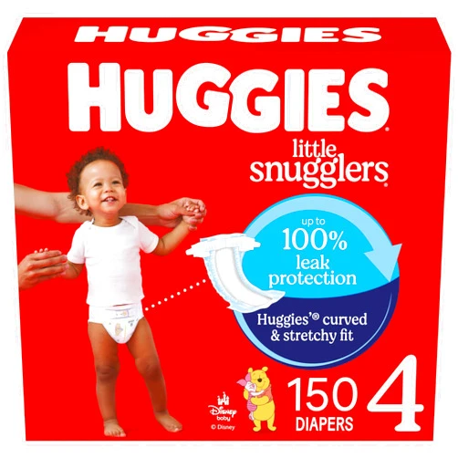 Huggies Size 4 Diapers, Little Snugglers Baby Diapers, Size 4 (22-37 lbs), 150 Count (6 Packs of 25), Packaging May Vary