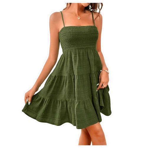SOLY HUX Women's Sundress Smock Cami Mini Dress Sleeveless Swing A Line Short Dresses Casual Cute Summer Dresses