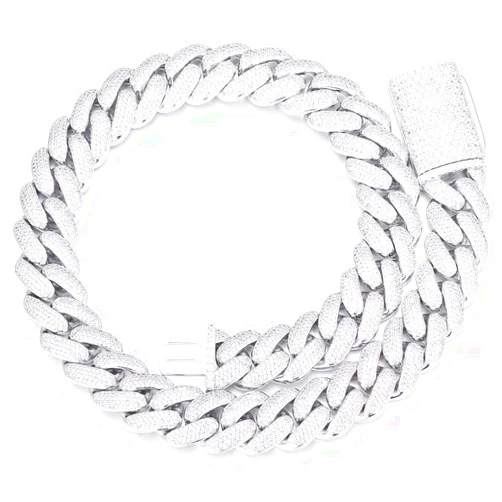 OLVLUS 20mm Iced Out Cuban Link Chain 18K White Gold Plated 4-Row dense 5A+ Cubic Zirconia Bling Diamond Necklace Hip Hop Rapper Luxury Jewelry Thick Heavy Cuban Link Chain for Men and Women