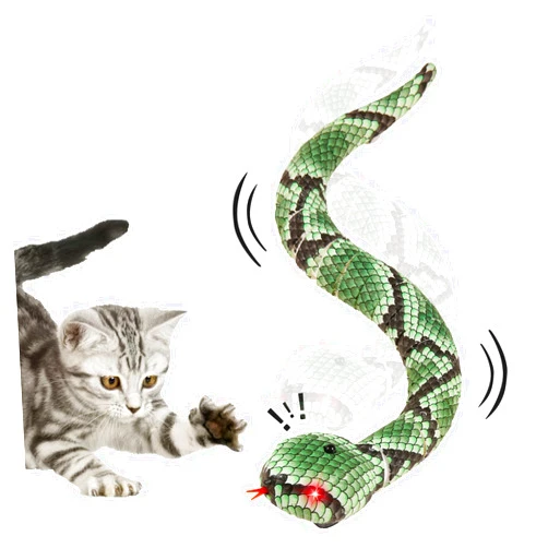 FauKait Cat Toys Interactive,Kitten Toys,Realistic Simulation Smart Sensing Snake Toy,USB Rechargeable,Automatically Sense Obstacles and Escape,Tricky for Indoor Cats Dogs(Green Snake)