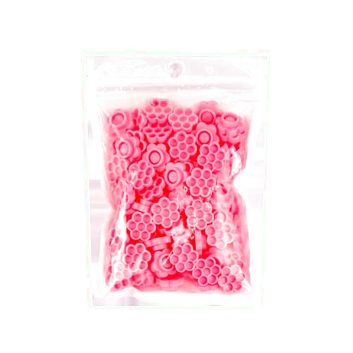 KDDOM 100 Pcs Eyelash Extension Glue Holder Eyelash Glue Cup Flower Shape Glue Cup Tattoo Ink Cup(Pink)