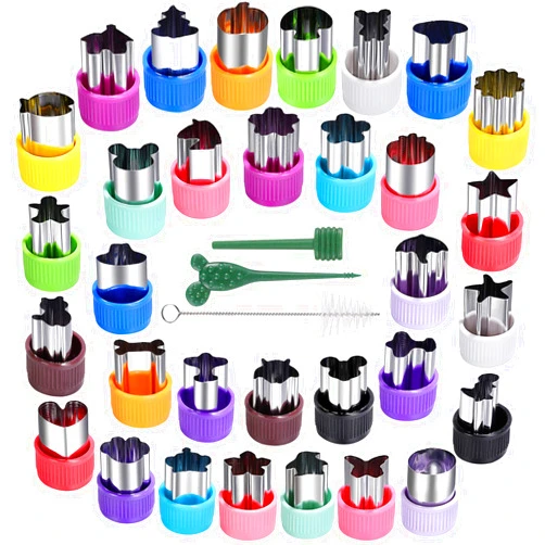 CECIAOAIME Mini Cookie Cutter Set 30 pcs for Kids Vegetable Cutters and Fruit Stamp Mold Different Shapes and Sizes Stainless Steel