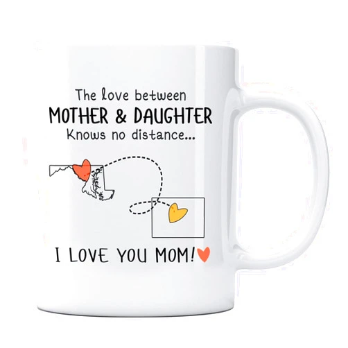 Generic Maryland Colorado Coffee Mug Cup The Love Between Mother And Son Knows No Distance MD CO Cup Mothers Day Gifts from Daughter 11oz Ceramic Coffee Mug Tea Cup Funny