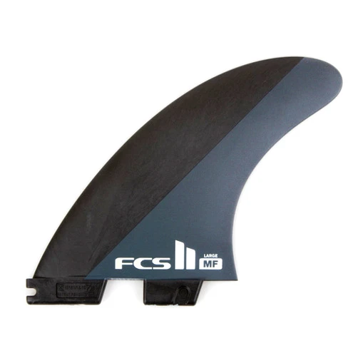 FCS II MF Neo Carbon Black/Grey Large Tri Fins - Mick Fanning's signature FCS II MF fin in Neo Carbon material for fast power surfing.