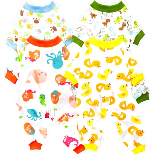 Syhood 4 Pieces Dog Pajamas for Small Dogs Pet Clothes Cute Puppy Dog Outfits Jumpsuit Bodysuits for Cat Dog Gifts, 4 Styles(Assorted Animals,Medium)