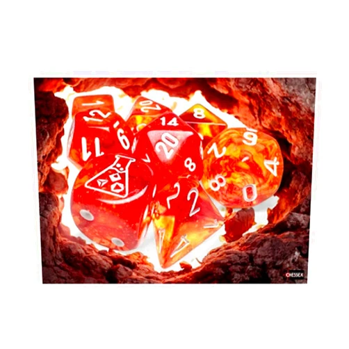 Wondertrail Molten Nebula Luminary Dice with White Numbers 7+1 Lab Dice Set 16mm (5/8in) Chessex