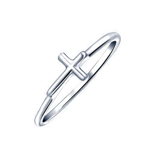 Bling Jewelry Minimalist Simple Midi Knuckle Thin 1MM Band Stackable Religious Sideways Cross Ring For Teen Yellow 14K Gold Plated .925 Sterling Silver