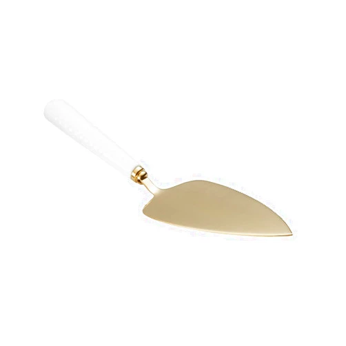 Portmeirion Sophie Conran Gold Cake Server| 10 Inch Wedding Cake Cutter for Cakes, Pies, and Desserts | Made of Fine Porcelain and Stainless Steel | Handwash Only