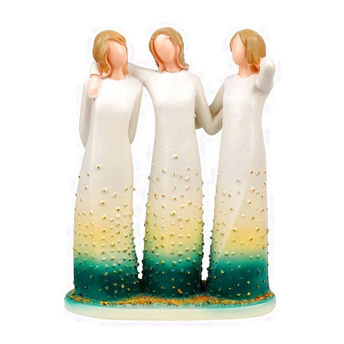 Pssopp Three Sisters Resin Sculpture, Hand Painted Desktop Ornament for Friends Sisters (40-05)