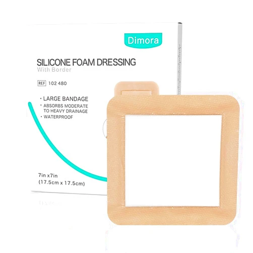 Dimora Large Bandage Ultra Soft Wound Dressing - Bordered Silicone Adhesive Foam Dressing 7