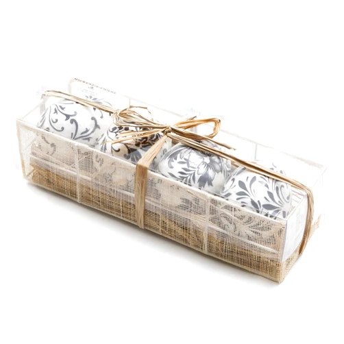 MACKENZIE-CHILDS Black & White Floral Scroll Eggs - Set of 4