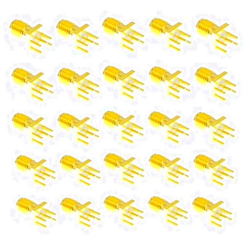 Bnafes 25PCS SMA Female PCB Panel Edge Mount Plug with 4 Pins Stand Straight Connector RF Coax Coaxial Adapter