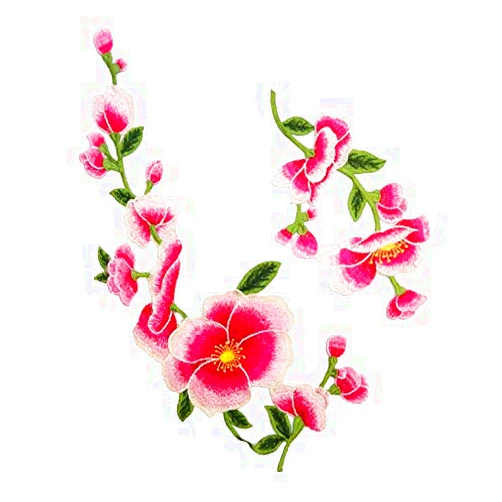 GorinsKani 1sets Decorative PatchesPeony/Plum Blossom Flower Embroidery Applique by DIY Cloth Art Embroidery Decoration Jeans Hats Blouses Sewing sew Shirts Appliques (Pink Plum Blossom)