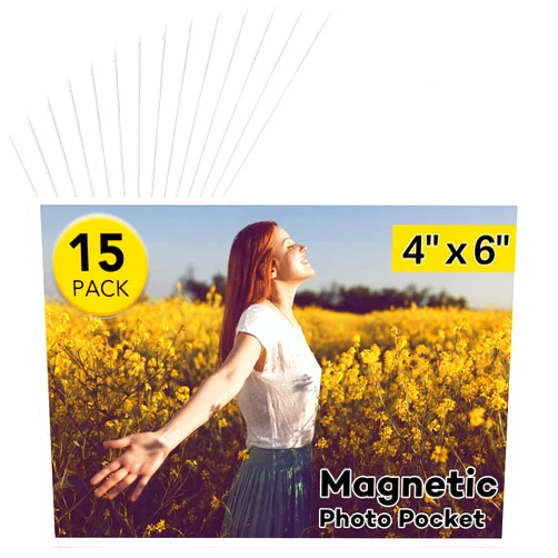 YixangDD 15 Pcs Magnetic picture frames for refrigerator 4x6Inch-Magnetic photo frames,White