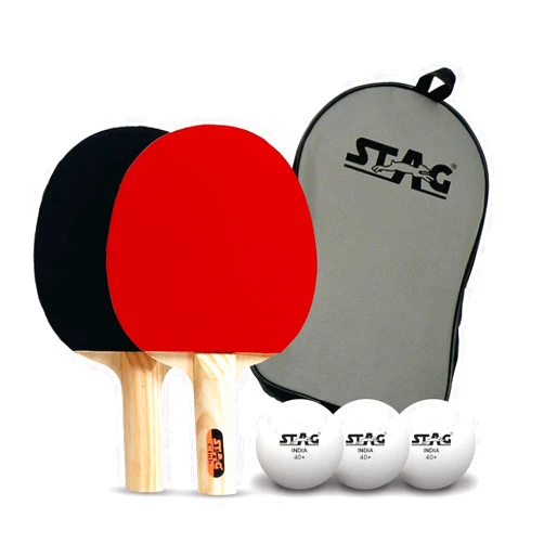STAG ICONIC STAG Professional Table Tennis (T.T) Set| Premium ITTF Approved Rubber- Table Tennis Rackets and T.T Balls Included| All-in-One Ping Pong Paddle Playset - Table Game Accessories