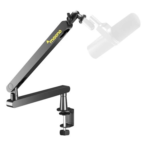MAONO Microphone Boom Arm, Low Profile Mic Arm with Cable Management Channels, Desk Mount Clamp, Fully Adjustable, Heavy Duty Mic Stand for Podcast Studio Streaming (BA92 Black)