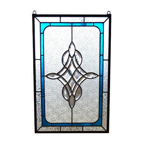 TMI ART PANEL Tiffany Style Stained Glass Clear Beveled Window Panel 16x24 inches TMI1624-136