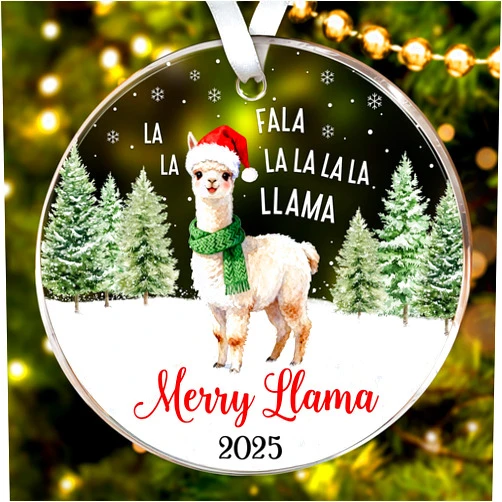 HEXMOZ Llama Ornaments for Christmas Tree - Llama Gifts for Women, Men, Llama Lovers - Animal Christmas Ornaments, Funny Farm Gift Ideas - Xmas Acrylic Ornaments Holiday Decorations 2025