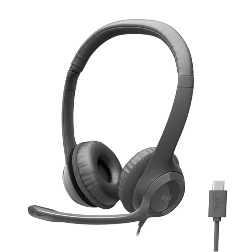 Logitech H391 Wired Headset for PC/Laptop, Stereo Headphones with Noise Canceling Microphone, USB-C, in-Line Controls, Works with Chromebook - Graphite