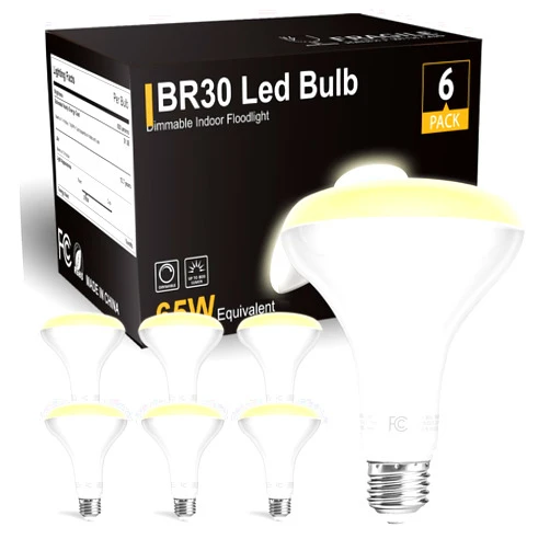 dalattin 6 Pack BR30 LED Bulbs 65W Equivalent, Dimmable Indoor Flood Lights 2700K Soft White, 9W, 800 Lumens, E26 Base, LED Recessed Light Bulb for Living Room, Bedroom, Bathroom, Kitchen