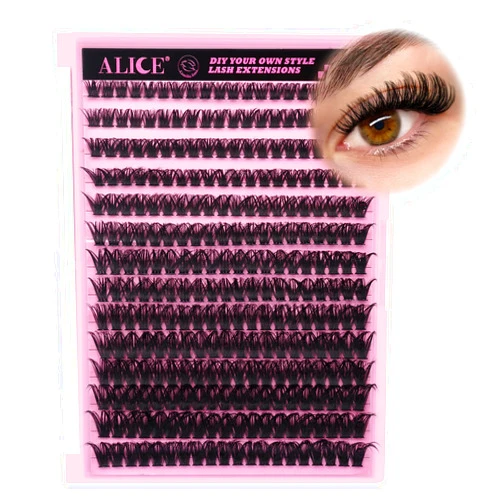ALICE 280Pcs Wispy Individual Lashes DIY Eyelash Extensions 8-16MM D-Curly Lash Extensions Lash Clusters 80D Cluster Eyelashes DIY at Home by ALICE