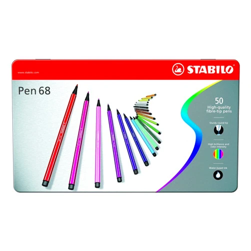 Stabilo Point 68 50-Color Metal Tin Set New