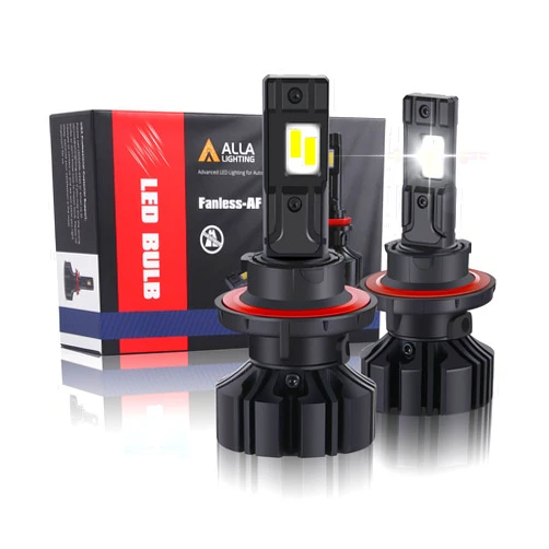 Alla Lighting Fanless 8000Lms 9008 H13 LED Fog Lights Bulbs or Daytime Running Lights(DRL) Lamps, 6000K Xenon White