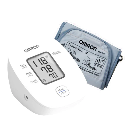 Omron Hem 7121J Fully Automatic Digital Blood Pressure Monitor with Intellisense Technology & Cuff Wrapping Guide Most Accurate Measurement (White) (Power Source - Battrey)