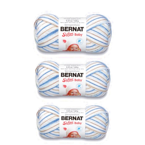 Bernat Softee Baby Little Boy Blue Yarn - 3 Pack of 120g/4.25oz - Acrylic - 3 DK (Light) - 310 Yards - Knitting/Crochet 3 Pack Little Boy Blue