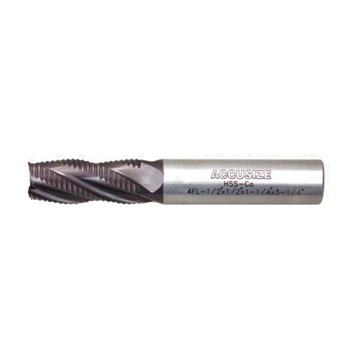 Accusize Industrial Tools Stadard Tooth M42 8% Cobalt Tialn Roughing End Mill, 1/2'' by 1/2'' by 1-1/4'' Flt Length, 1102-0012