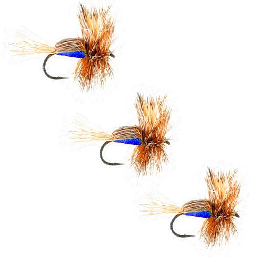 Handmade Fly Fishing Flies by Colorado Fly Supply - Humpy Dry Fly Blue - Best Performing Dry Flies - Classic Dry Fly Patterns - 3-Pack of Fly Fishing Flies and Lures - Flies for Fishermen