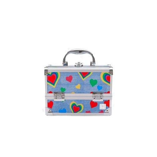 Caboodles Women's Train Case, Hearts Denim Print