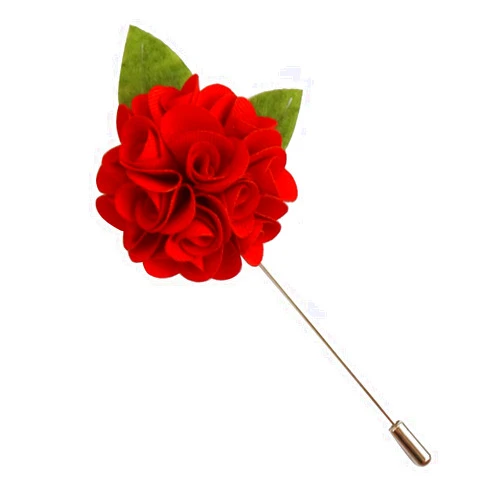 Hansicod Men's Flower Pins Lapel Brooch Handmade Wedding Boutonniere for Suit (Red)