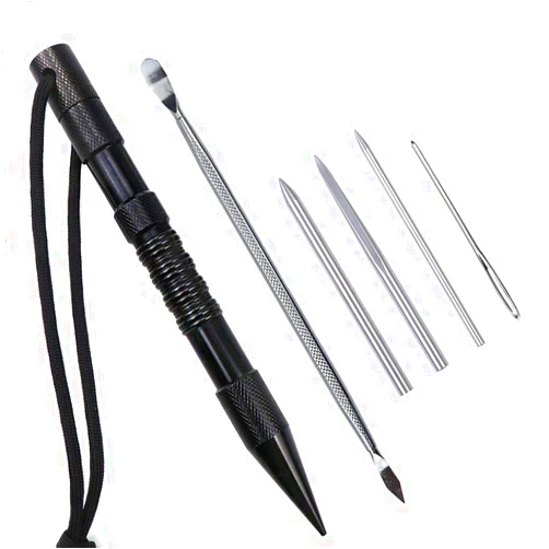 Limentar 6/12 Pack Marlin Spike with Lacing Needles/Fids for Leather Work - Stainless Steel Set with Paracord Lacing Stitching Needles and Smoothing Tool