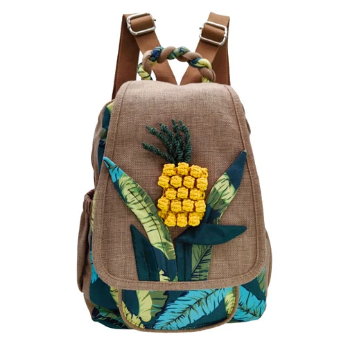 HUANGGUOSHU Womens Hippie Cotton Hemp Cloth Backpack Boho Vintage Embroidered Casual Purse