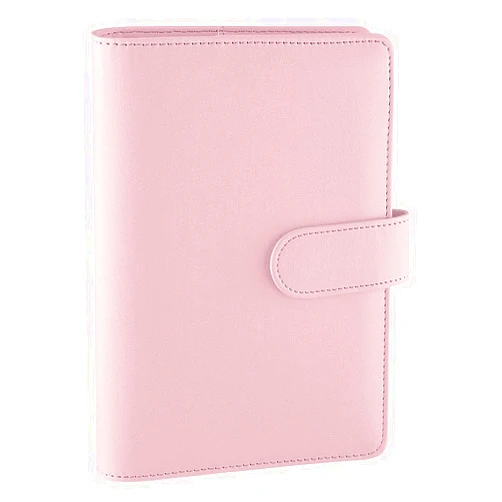 Antner A6 PU Leather Notebook Binder 6 Ring Refillable Budget Binder Cover for A6 Refill Paper, Loose Leaf Personal Planner Organizer with Magnetic Buckle for School, Office, Travel & Photocard, Pink