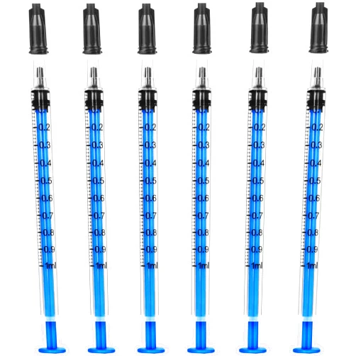Foosi 1ml Plastic Syringe Without Needle for Liquid - Measuring Syringes with Caps , Separate Sterile Packaging , Pet Medicine Small Syringe for Cats and Dog - 1 ml